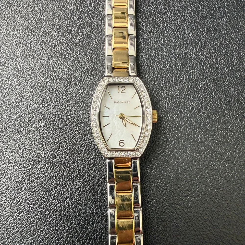 Caravelle by‎ Bulova 45L168 Women's Two Tone Dress Mini Quartz Watch New Battery